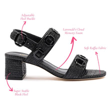 Load image into Gallery viewer, Milan Sandal In Black Wave Raffia