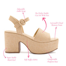 Load image into Gallery viewer, Miso Platform Strap Sandal In Beige Raffia