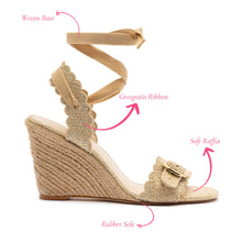 Load image into Gallery viewer, Poppy Wedge In Gold Metallic Raffia