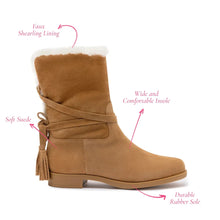 Load image into Gallery viewer, Verbier Bootie In Peanut Suede and Natural Shearling