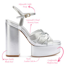 Load image into Gallery viewer, Vivienne Platform Sandal In Silver Metallic Leather