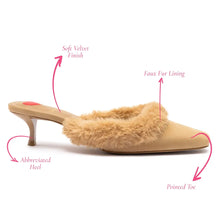 Load image into Gallery viewer, Amal Faux Fur Mule In Peanut Suede