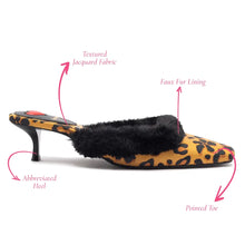 Load image into Gallery viewer, Amal Faux Fur Mule In Leopard Jacquard