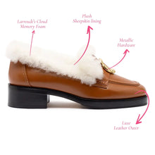 Load image into Gallery viewer, Bobbie Loafer In Caramel Leather and Natural Shearling