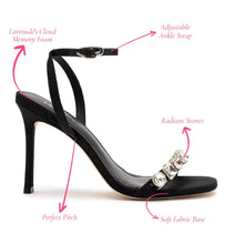 Load image into Gallery viewer, Calypso Sandal In Black Fabric and Crystals