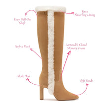 Load image into Gallery viewer, Cindy Hi Faux Fur Boot In Peanut Suede and Natural Shearling