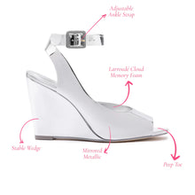 Load image into Gallery viewer, Deena By Larroudé Wedge Sandal In Silver Specchio