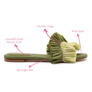 Ivy Fringe Flat In Seaweed Raffia