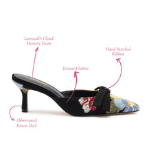 Load image into Gallery viewer, Larroudé x Markarian Mule In Black Wool and Floral Embroidery