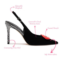 Load image into Gallery viewer, Larroudé x Libertine Lips Pump Hi In Black Suede and Crystals