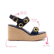 Load image into Gallery viewer, Milan Espadrille In Navy Leather