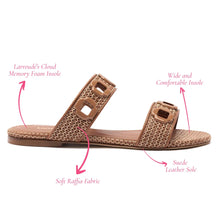 Load image into Gallery viewer, Milan Flat Mule In Caramel Wave Raffia