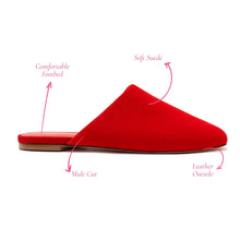 Load image into Gallery viewer, Venice Flat Mule and Pouch Kit In Scarlet Suede