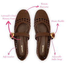 Load image into Gallery viewer, Verona Macrame Ballet Flat In Burnt Umber Leather