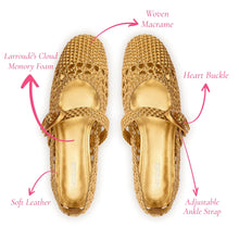 Load image into Gallery viewer, Verona Macrame Ballet Flat In Gold Metallic Leather