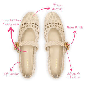 Verona Macrame Ballet Flat In Ivory Leather