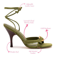 Load image into Gallery viewer, Verona Strappy Sandal In Seaweed Suede