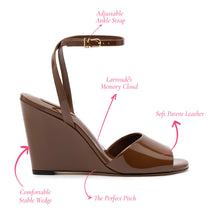 Load image into Gallery viewer, Yves Wedge In Burnt Umber Patent Leather