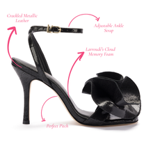 Load image into Gallery viewer, Penelope Sandal In Black Cracked Metallic Leather