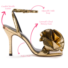 Load image into Gallery viewer, Penelope Sandal In Gold Cracked Metallic Leather