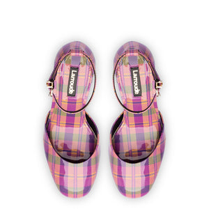 Ari Pump In Pink Tartan Patent Leather