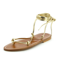 Load image into Gallery viewer, DÔEN &amp; K.JACQUES BIKINI SANDAL -- METALLIC CHAMPAGNE