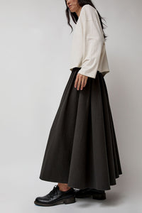 Black Crane Circle Skirt in Dark Grey