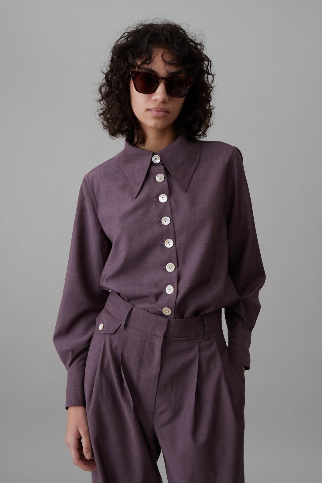 CARISSA SHIRT | MAUVE TROPICAL WOOL