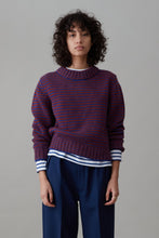 Load image into Gallery viewer, MOLLY SWEATER | BLUE AND AUBURN STRIPE