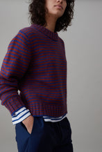 Load image into Gallery viewer, MOLLY SWEATER | BLUE AND AUBURN STRIPE