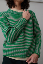 Load image into Gallery viewer, MOLLY SWEATER | GREEN AND GREY STRIPE