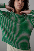 Load image into Gallery viewer, MOLLY SWEATER | GREEN AND GREY STRIPE