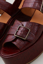 Load image into Gallery viewer, MARGARET PLATFORM | BORDEAUX EMBOSSED LEATHER