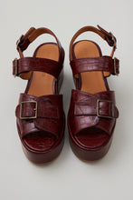 Load image into Gallery viewer, MARGARET PLATFORM | BORDEAUX EMBOSSED LEATHER