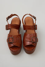 Load image into Gallery viewer, MARGARET PLATFORM | COGNAC EMBOSSED LEATHER