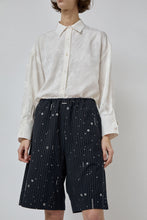 Load image into Gallery viewer, CORDERA Embellished Bermuda Shorts in Pinstripe