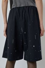 Load image into Gallery viewer, CORDERA Embellished Bermuda Shorts in Pinstripe