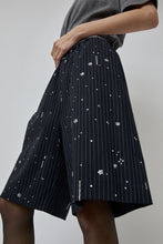 Load image into Gallery viewer, CORDERA Embellished Bermuda Shorts in Pinstripe