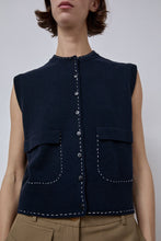 Load image into Gallery viewer, CORDERA Merino Stitched Waistcoat in Navy