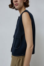 Load image into Gallery viewer, CORDERA Merino Stitched Waistcoat in Navy