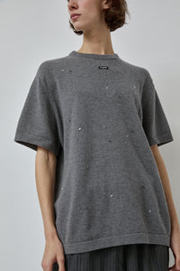 CORDERA Merino Wool Beaded T-Shirt in Grey