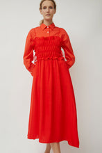 Load image into Gallery viewer, CORDERA Viscose Gathered Dress in Coral