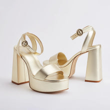 Load image into Gallery viewer, Dolly Sandal In Gold Metallic Leather