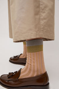 Exquisite J Colorblock Socks in Beige