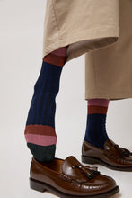 Load image into Gallery viewer, Exquisite J Colorblock Socks in Navy