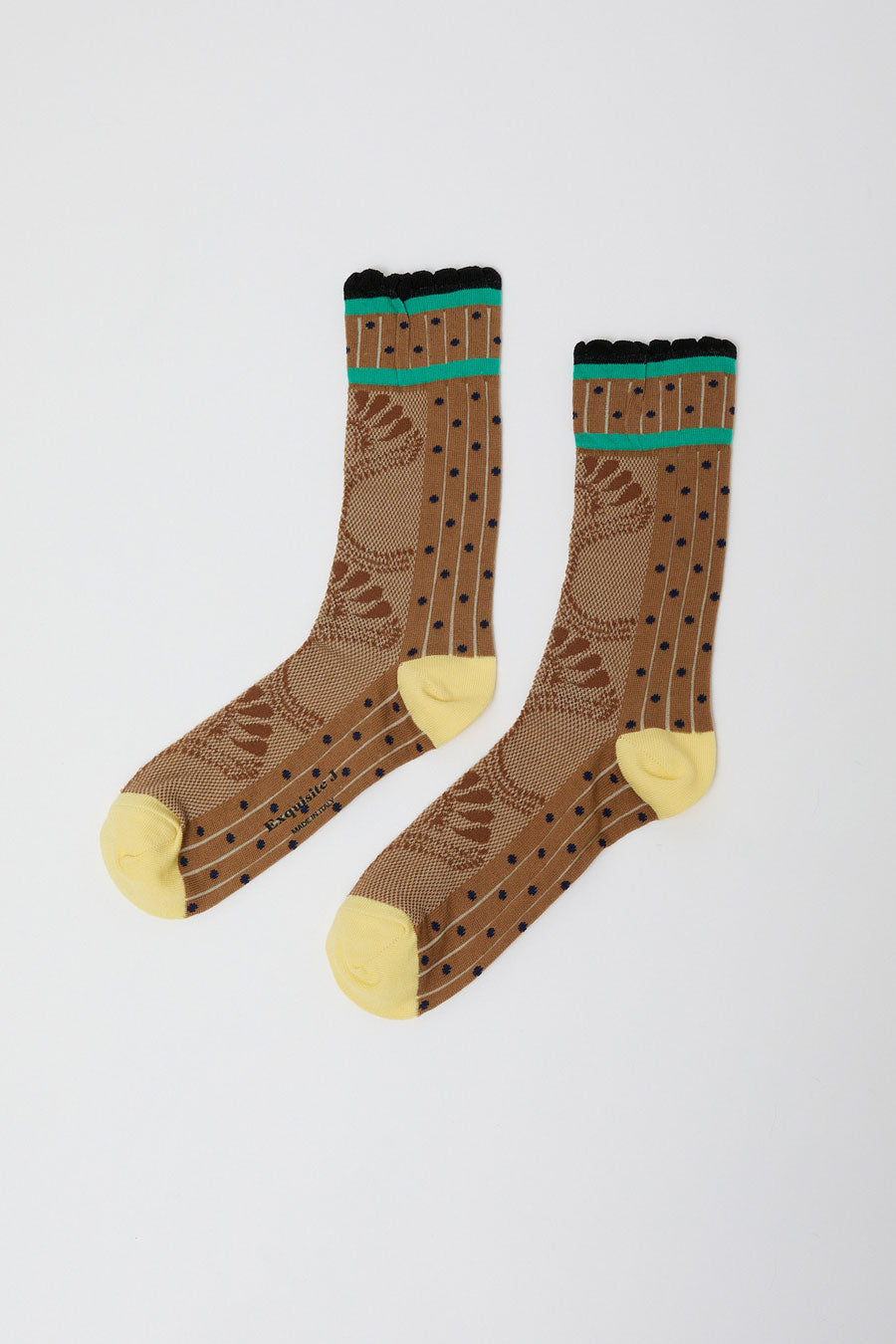 Exquisite J Paolina Jacquard Socks in Beige