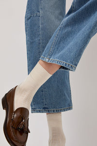 Exquisite J Short Cotton Viscose Socks in Cream