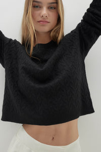 CHRISSY CABLE KNIT CROPPED SWEATER