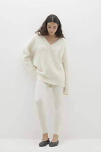 GLADYS BRUSHED CASHMERE V-NECK SWEATER