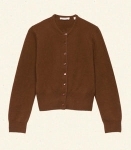 FAIRCHILD CASHMERE CARDIGAN -- CORDOVAN